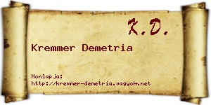 Kremmer Demetria névjegykártya